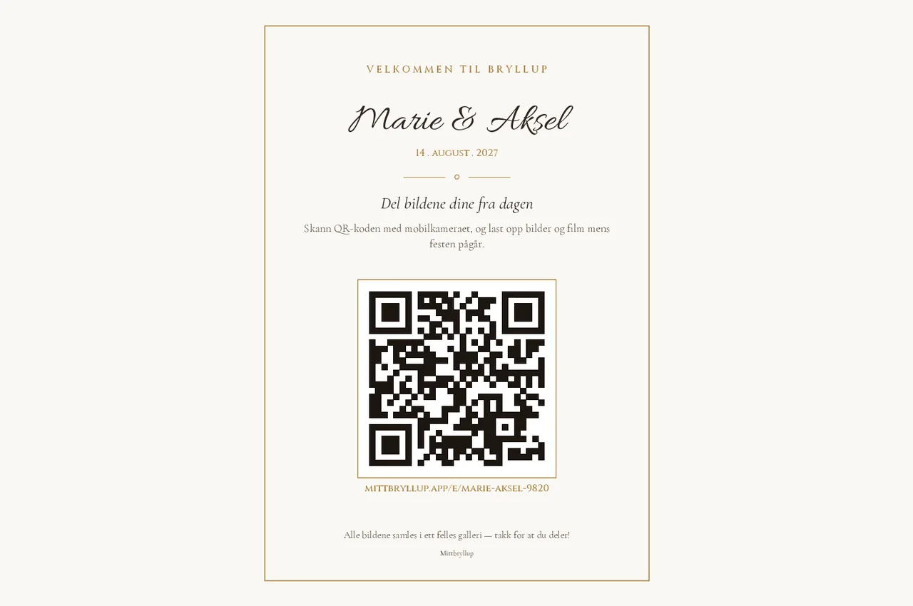 QR-plakaten gjestene skanner for å dele bilder